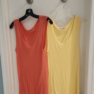 Michael Stars Orange and Pink Fitted Tank Tops